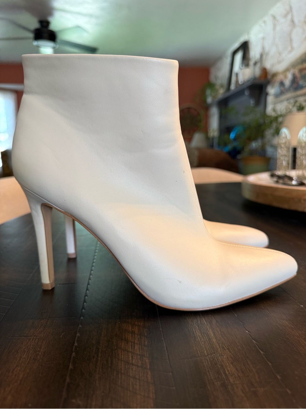 BCBG Women’s Pointed Toe Cream Booties